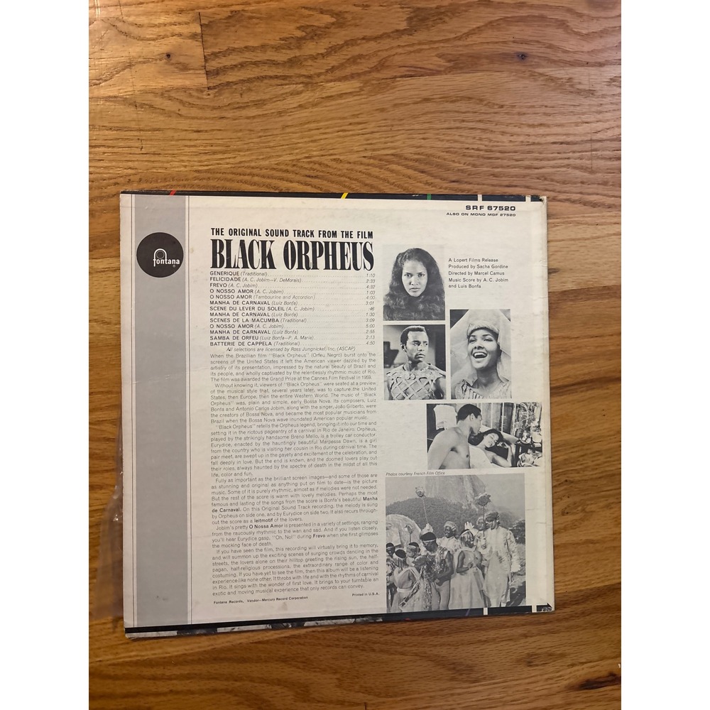 Black Orpheus Original Soundtrack Vinyl Record Fontana SRF 67520 Stereophonic - Picture 2 of 4